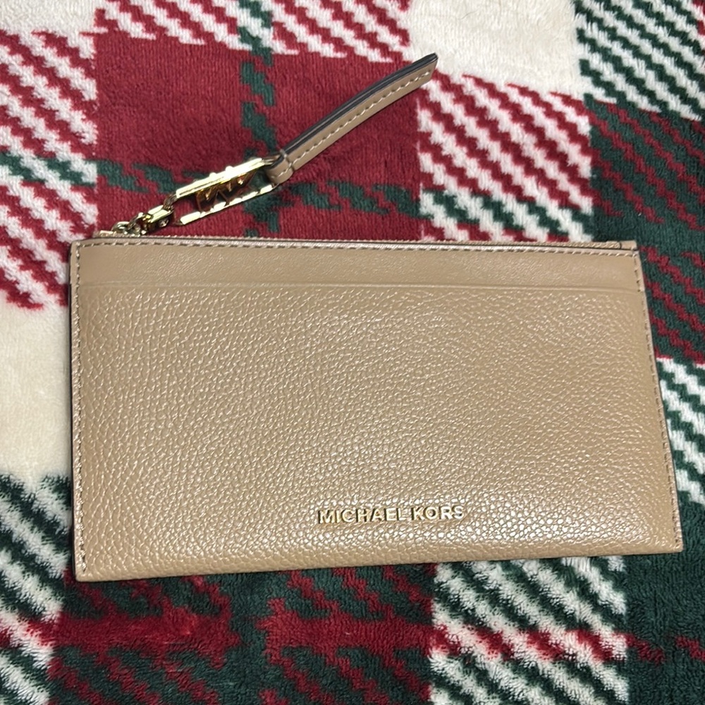 Michael Kors Beige Leather Wristlet